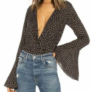 People Making Waves Bodysuit Black White Polka Dot XSmall